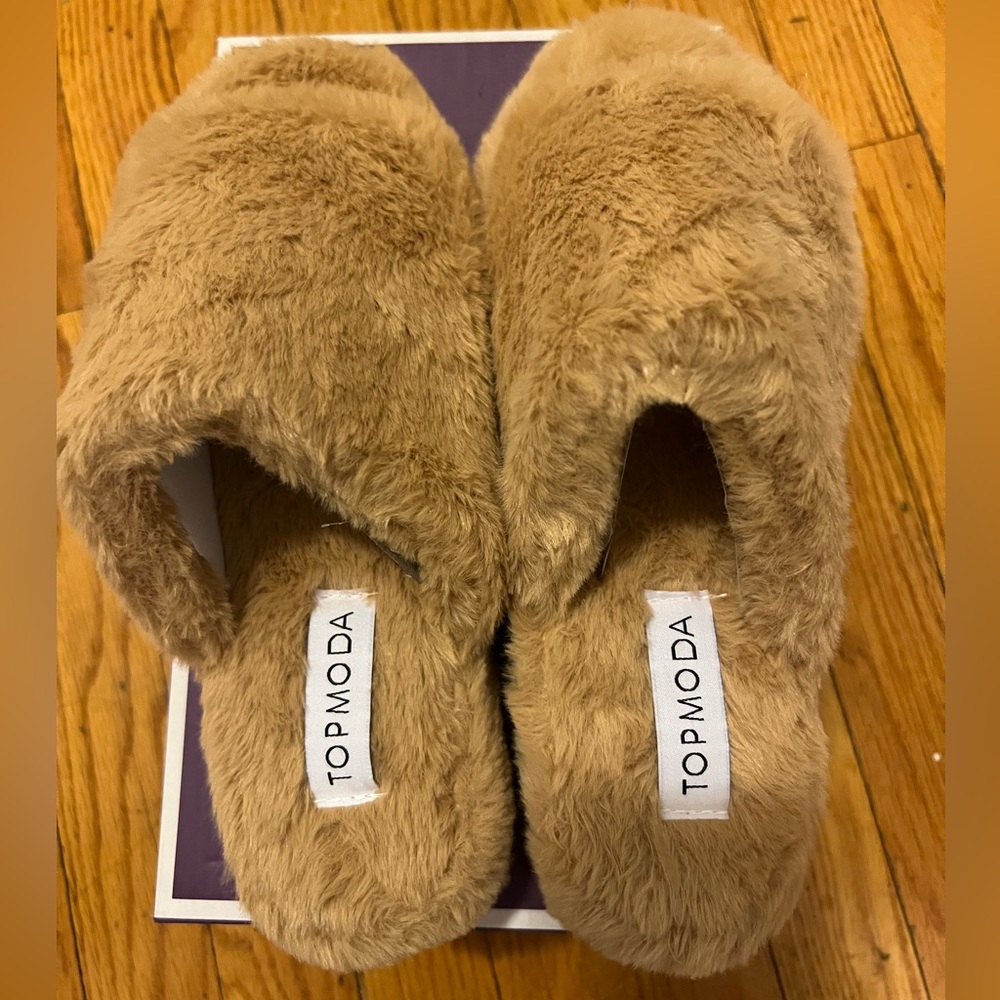 Top Moda Daisy-66 Camel Fuzzy Slippers